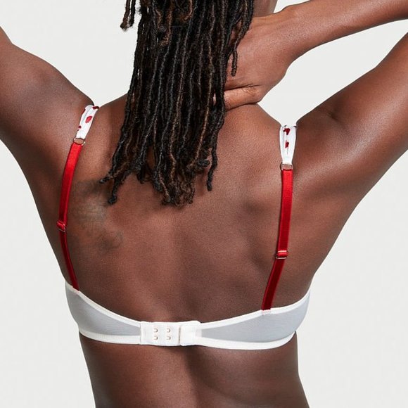 Victoria's Secret Unlined Open Cup Balconette Bra with Heart Print Size Small - Picture 3 of 4